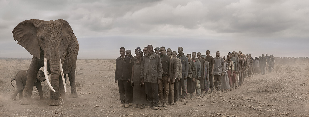 This Empty World - River of People with Elephants in Day<p>© Nick Brandt</p>